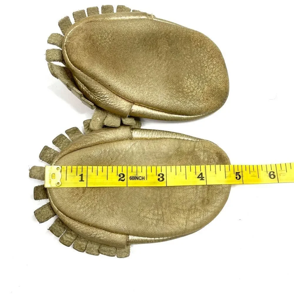 3/$15 Gold Leather Baby Mocassins
